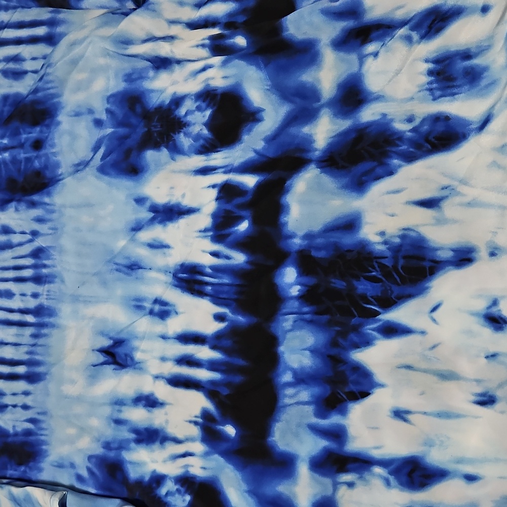 Michael Kors Blue and White Tie Front Tye Dye Oversized Short Sleeve Tee Size XS - Picture 6 of 10